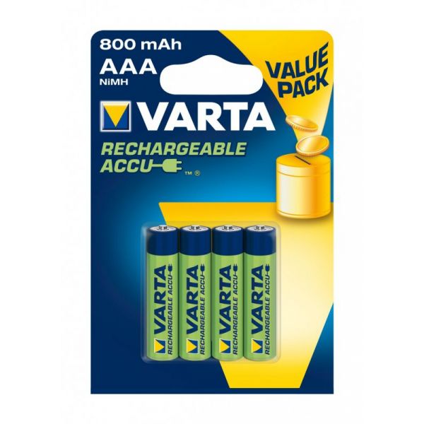 Varta Pilhas Recarregáveis HR03 AAA 800mAh 1.2v Pack 4Un.