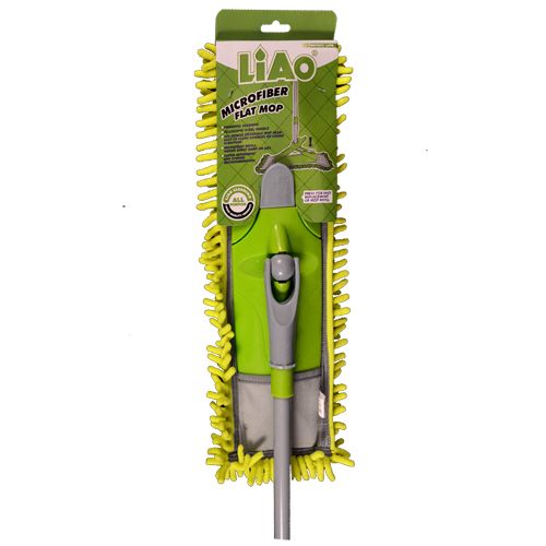 Esfregona Liao Dry Mop - Micro fibra expansível plana com vara, verde, 40cm, 1 pc