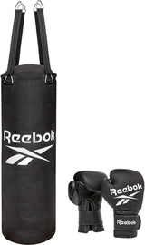 CONJUNTO DE SACO DE PANCADAS E LUVAS DE BOXE REEBOK 3FT - PRETO