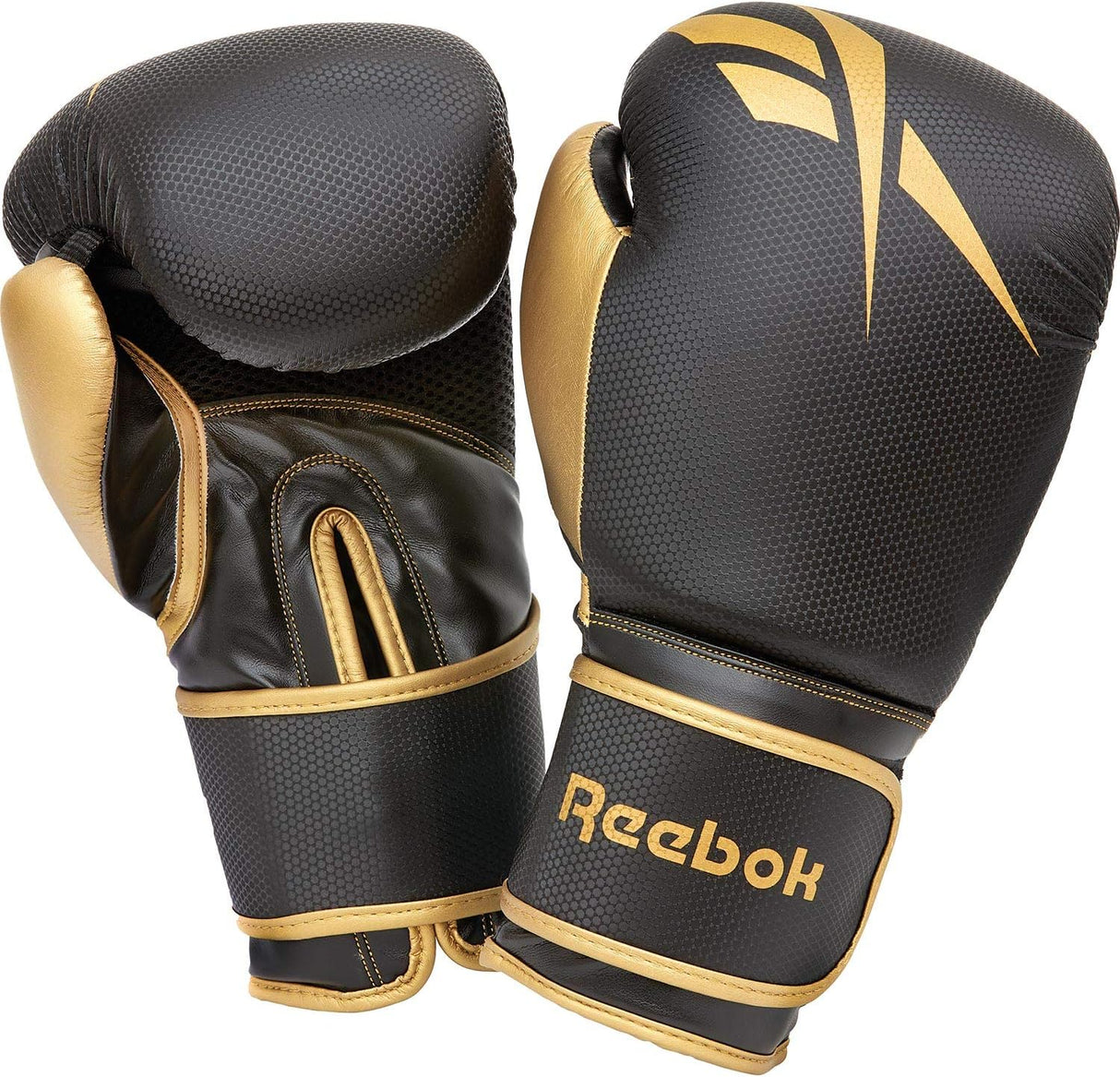 CONJUNTO DE LUVAS DE BOXE E SACO DE PANCADAS REEBOK 4FT - PRETO/OURO (RSCB-13105GB)