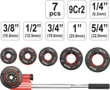 MALA DE TARRAXA PARA TUBO METALICO 7 PCS (1/4’’,3/8’’,1/2’’,3/4’’,1’’,5/4’’)