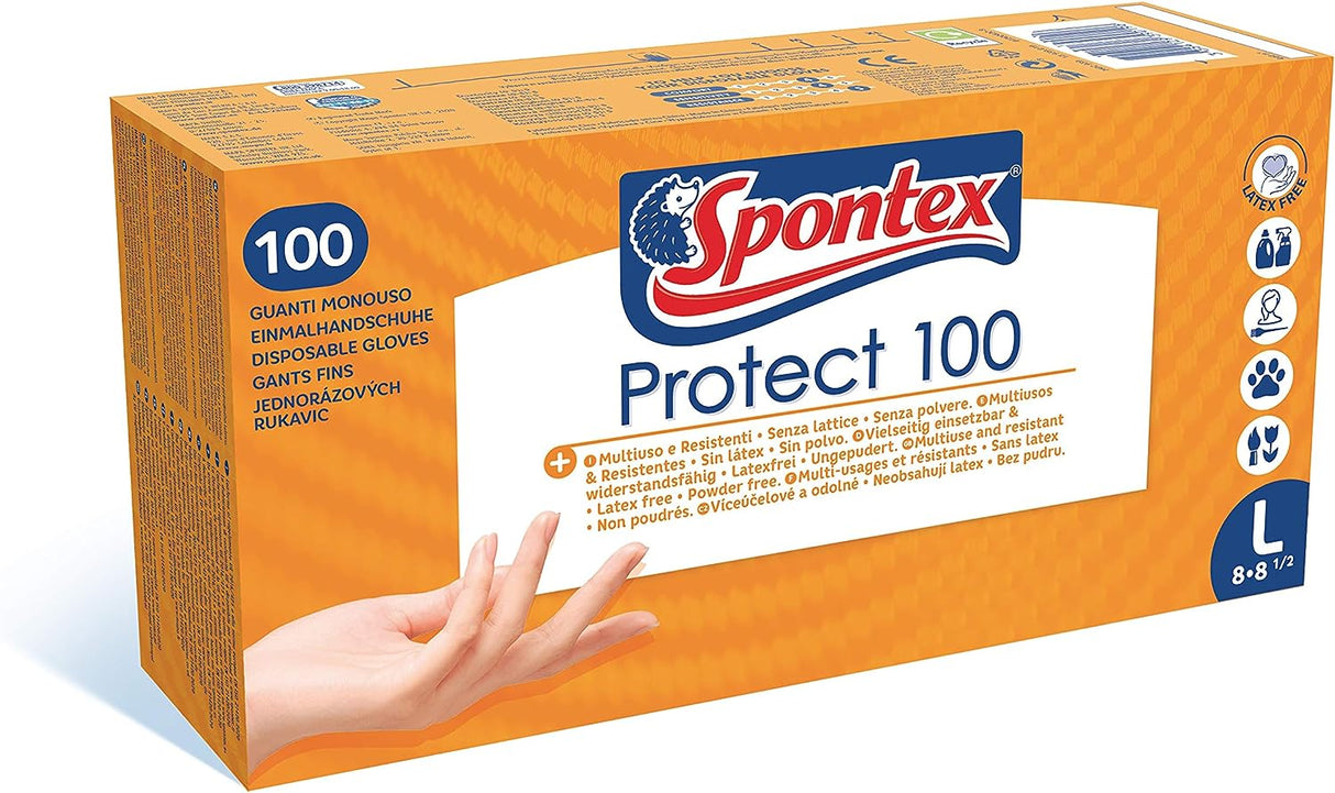 Luvas de vinil Spontex Protecteção 100 unid., tamanho S