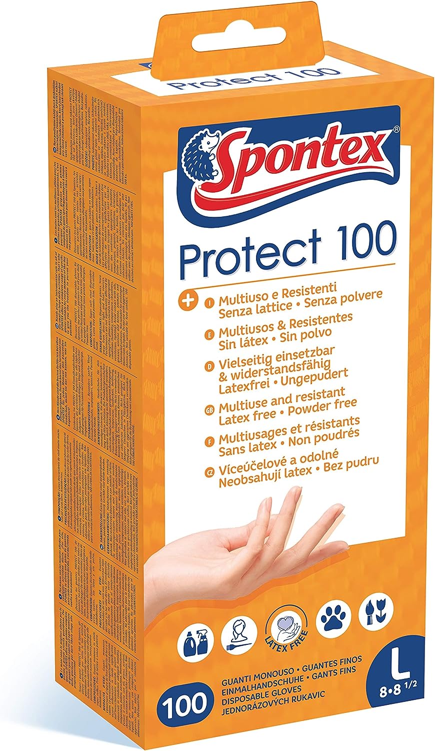 Luvas de vinil Spontex Protecteção 100 unid., tamanho S