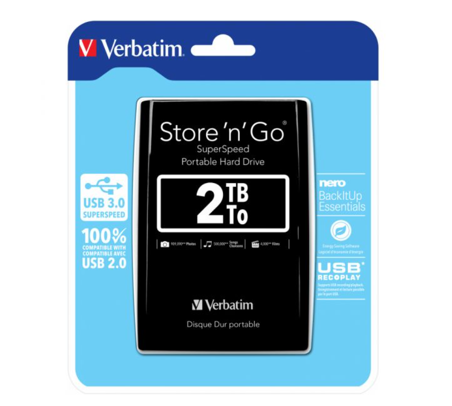 Disco Externo Verbatim Store n Go 3.0 2.5 - 2TB - Preto