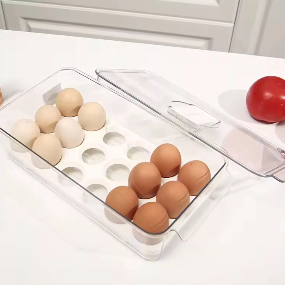 Organizador de ovos com tampa em acrílico