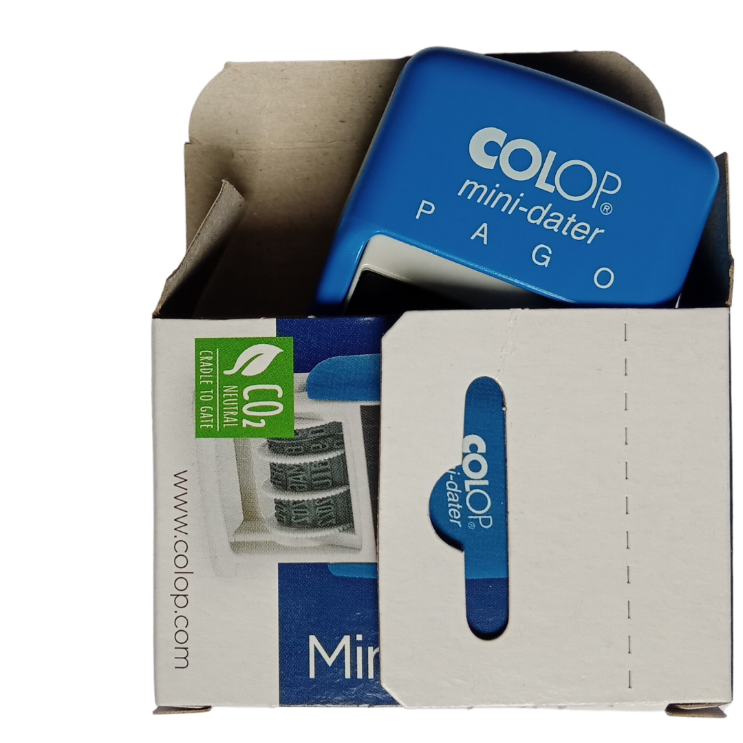 CARIMBO MINI PAGO + DATADOR DIA - MÊS - ANO COLOP S160/L1 D25