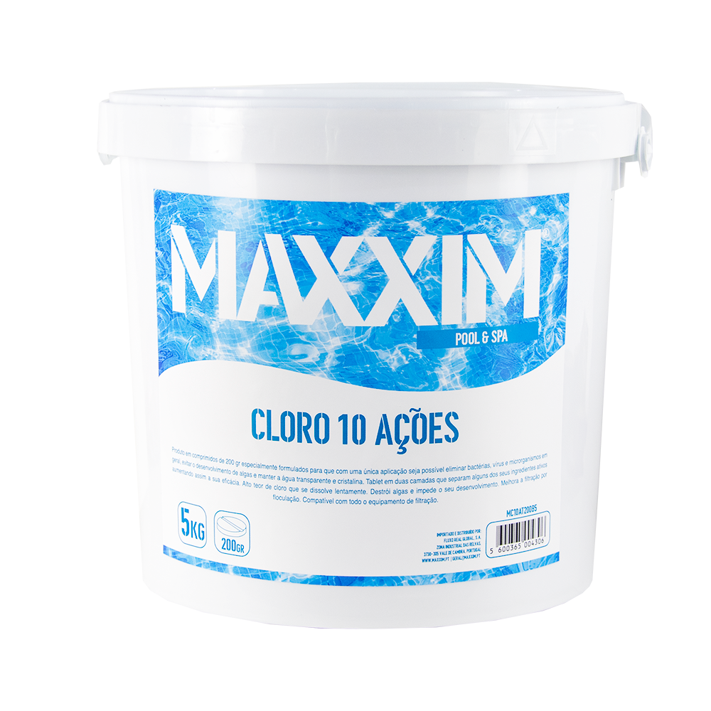 CLORO 10 AÇOES TABLETA 200GR 5KG MAXXIM