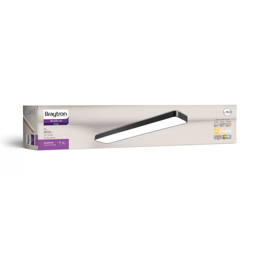 BRAYTRON - BLADE - LN - RCT - BLC - 45W 3 EM 1 - CEILING LIGHT 3 EM 1 (3000K, 4000K, 6500K)