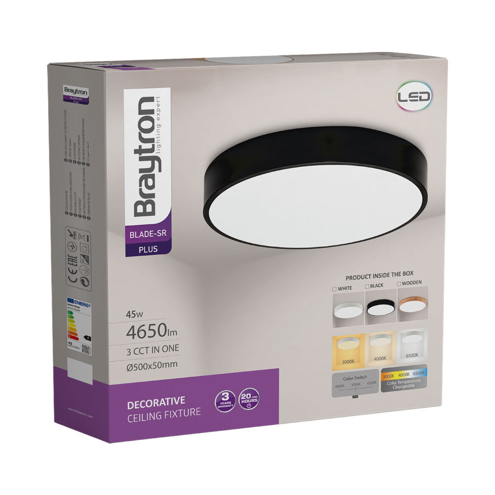 BRAYTRON - BLADE - SR - RND - BLC - 45WRMT - CEILING LIGHT 3 EM 1 & CONTROLO REMOTO