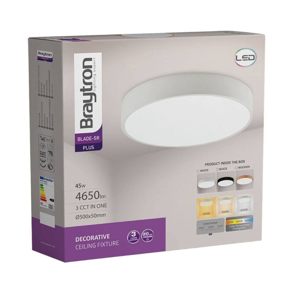 BRAYTRON - BLADE - SR - RND - WDN - 45WRMT - CEILING LIGHT 3 EM 1 & CONTROLO REMOTO