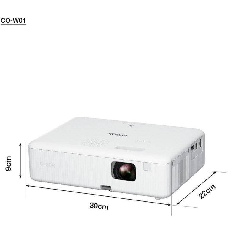 PROJECTOR EPSON CO-W01 3000 LUMENS WXGA 3LCD TECHNOLOGY 12000 HOURS LAMP LIFE BRANCO (V11HA86040)