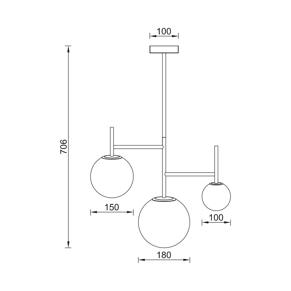 Lustre moderno 3 lâmpadas G9 BV01-00107 BRY-S012C-3H-3xG9-OPL-PENDANT LIGHT