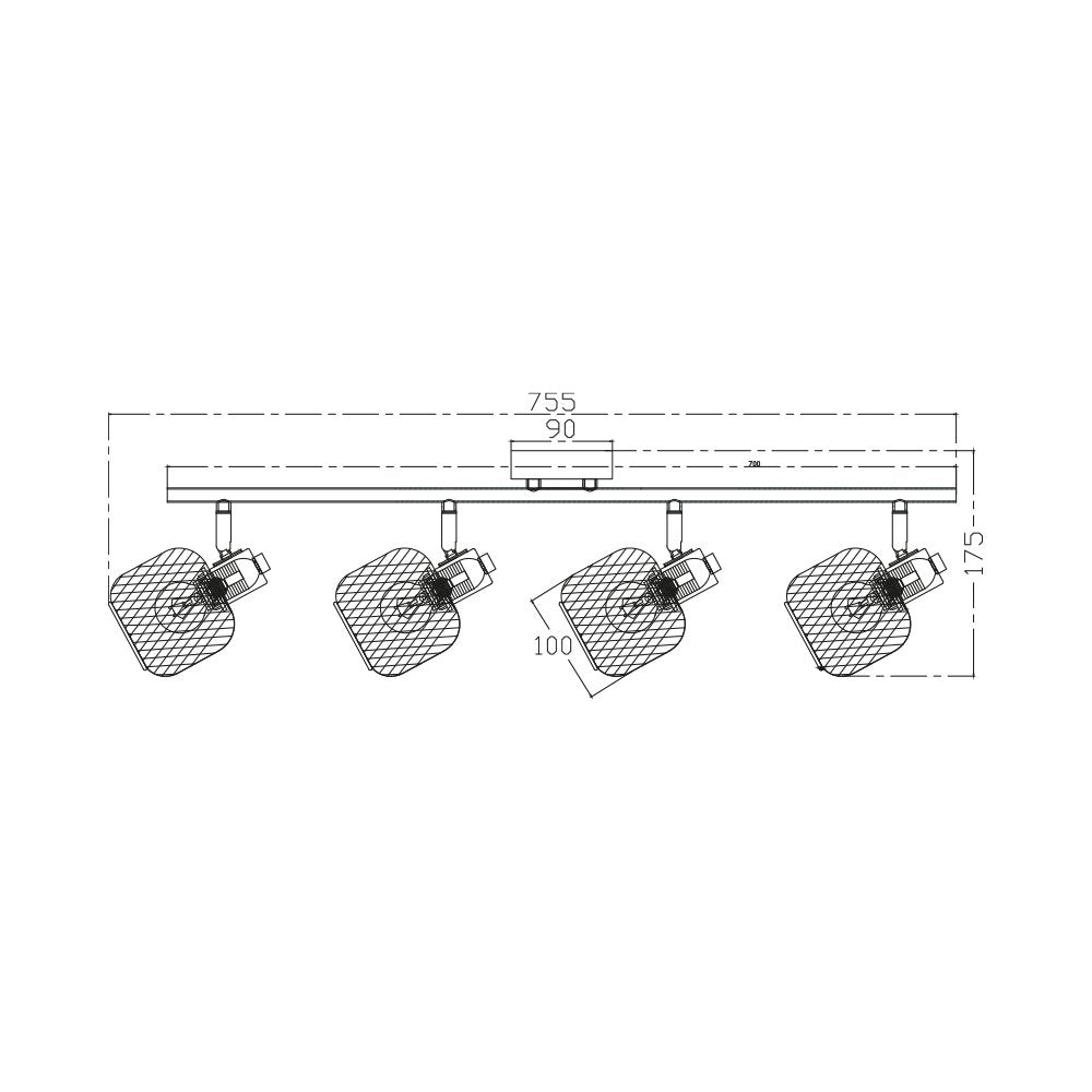 Lâmpada de teto vintage 4 lâmpadas E14 BV03-00013 Braytron BRY-W001C-4H-3xE14-WDN-PENDANT LIGHT