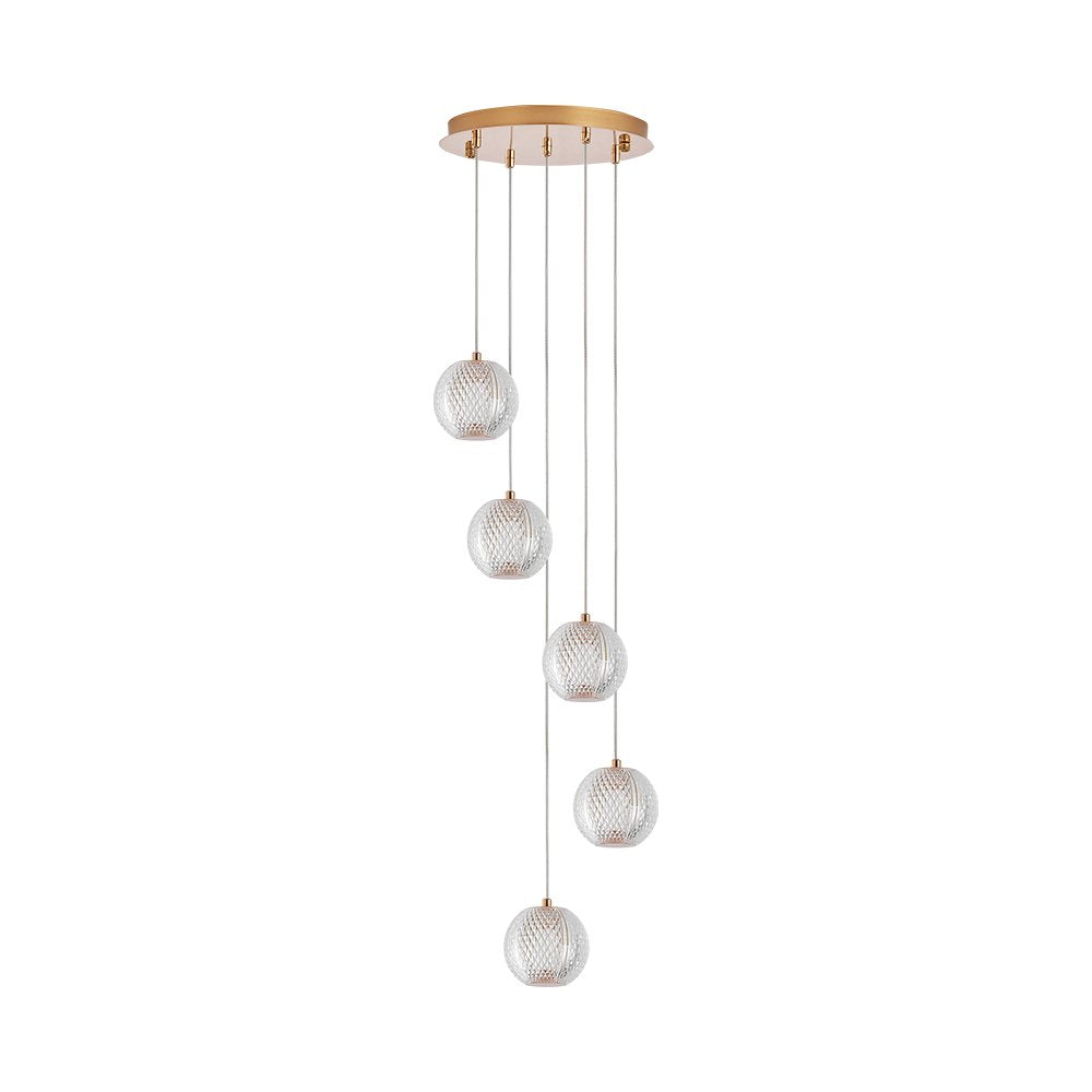 BRY-S001R-5H-5xG9-GLD-PENDANT LIGHT