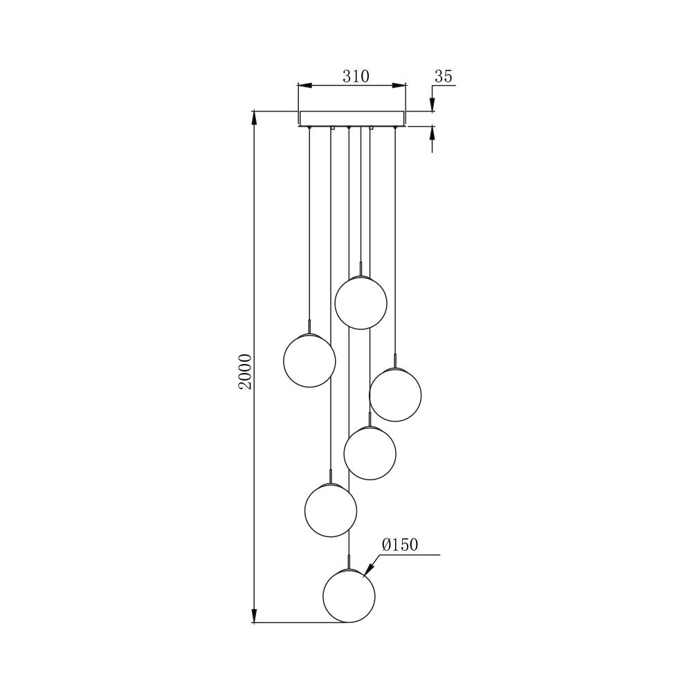 BRY-S003R-6H-6xG9-SMK-PENDANT LIGHT