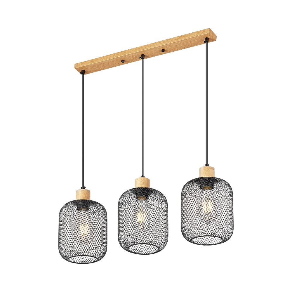 Lâmpada pendente vintage 3 lâmpadas E27 BV03-00015 Braytron BRY-W001S-3H-3xE27-WDN-PENDANT LIGHT