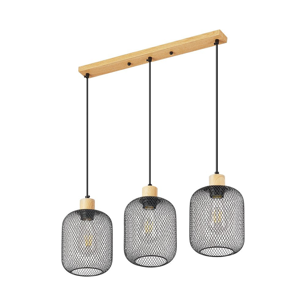 Lâmpada pendente vintage 3 lâmpadas E27 BV03-00015 Braytron BRY-W001S-3H-3xE27-WDN-PENDANT LIGHT