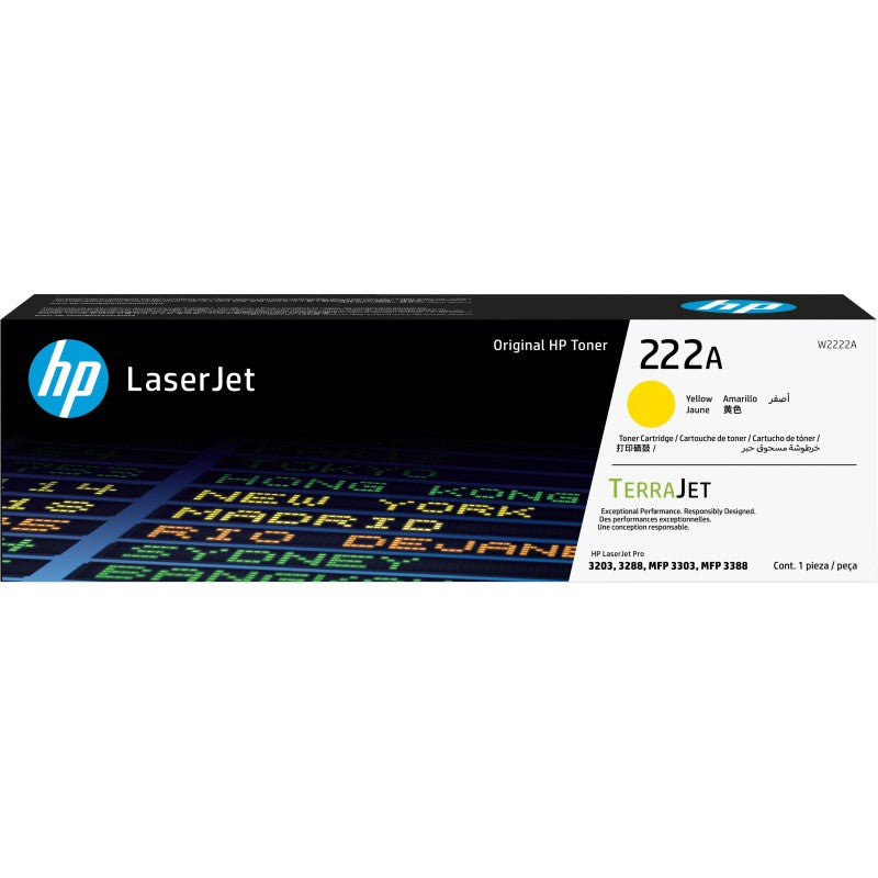 TONER HP W2222A 222A AMARELO LJ3203/3288/MFP3303/3388 (1,200 PAGS)