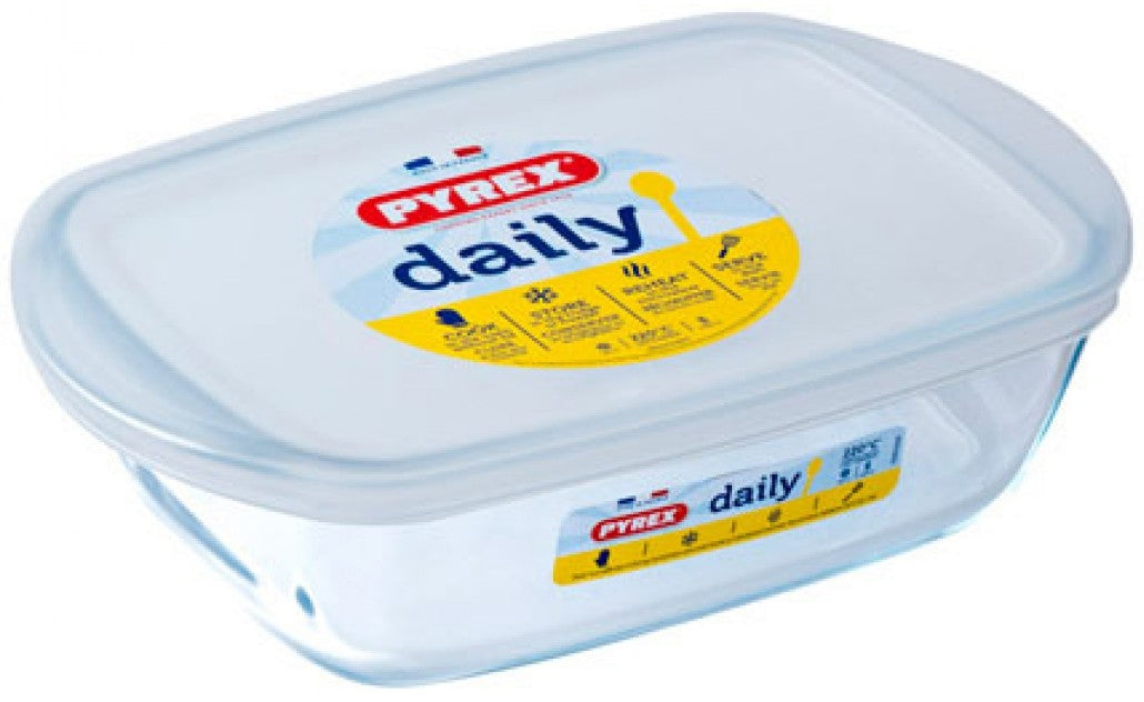 PYREX TRAVESSA DE VIDRO - ASSADEIRA DAILY 23X15 COM TAMPA 1,1LT - 215P000/3046