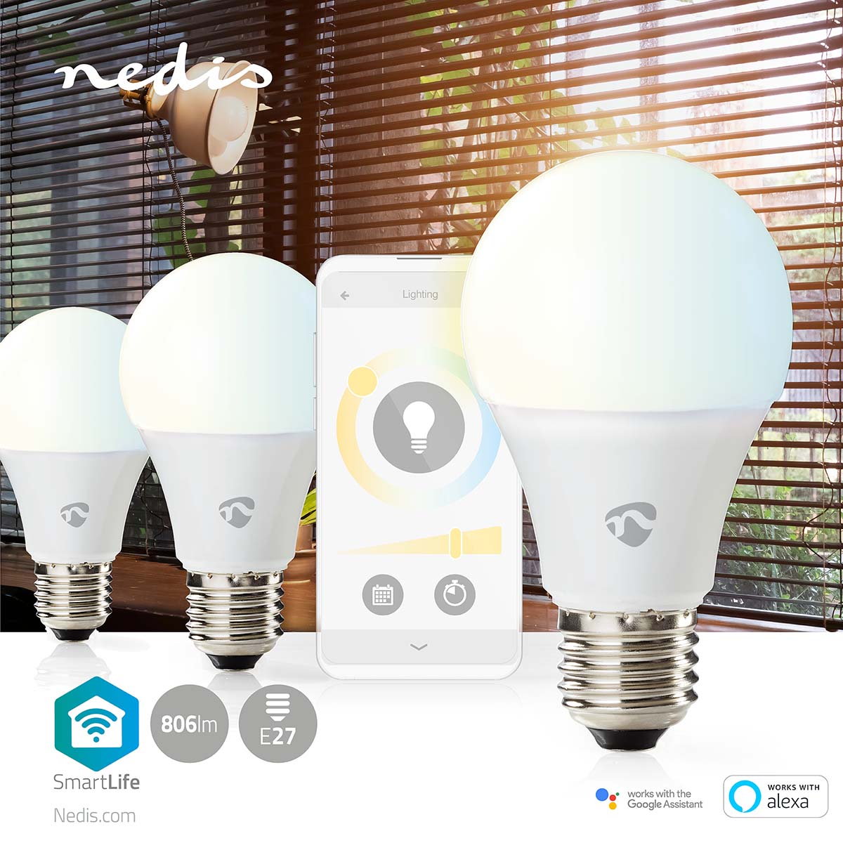 Lâmpada LED Branco Qt e Frio|Pack 3|Wi-Fi|E27|806 lm|9 W